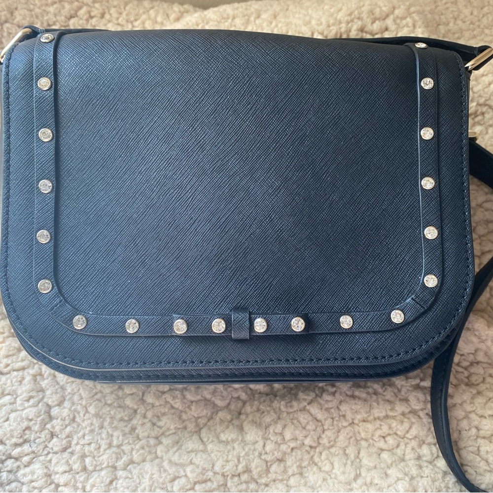 Kate Spade Laurel Way Crossbody Bag Black w Rhinestone Accents Adjustable Strap